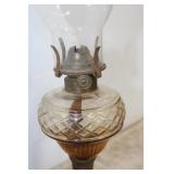 Pedestal Glass Oil Lamp 15'h