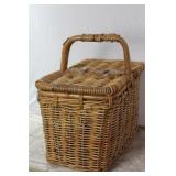 Vintage Wicker Double Lidded Picnic Basket