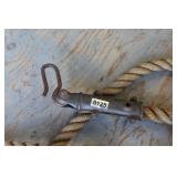Early Hemp Boat Roap / Cast Hook Leather Handle