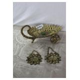 Brass Candy Dish & Brass Jerusalem Wall Plaques