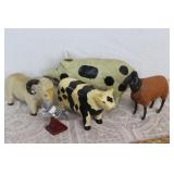 Vintage Paper Mache & Wood Animal Collection