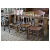 3 Vintage Wooden Spindelled Chairs