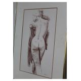 Nude Lady Crayon Etching by C.Delhais