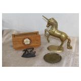 Miniature Iron & Brass Unicorn & Tray