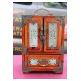 Vintage Oriental Locking Wooden Jewel Chest