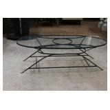 MCM Iron Base Oval Coffee Table 22 x 48 x 15