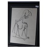 MCM Minimalist Abstract Nude Ink Art
