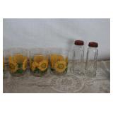 M/C Sunflower Juice Glasses & Glass S&P Shakers