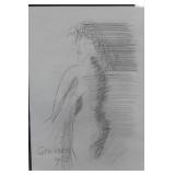 1955 ' Nu'  Abstract Gromaire Ink Sketch
