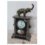 Bronz & Marble Elephant M/C Mantle Clock