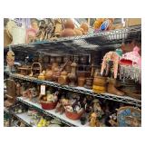 2 shelves of carved wood decor - see description