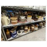 2 shelves of farmhouse pottery - see description