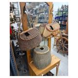 Lot of 3 assorted wicker fishing creels