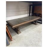 Wood coffee table with glass top