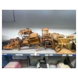 Lot of 8 assorted wooden kids wagon and cars