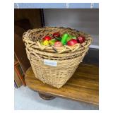 Wicker market basket with faux fruit