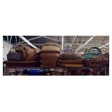 Top shelf of wicker baskets - see description