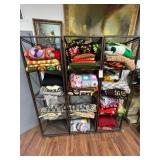 Shelves with throws and tapestry