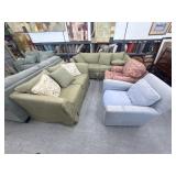 Lot of 4 couches and chairs, 3 wicker tables