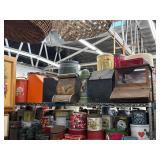 Top shelf of tins and canisters - see description