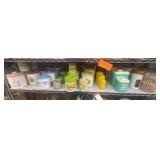 1 shelf of assorted metal and plastic containers