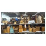 2 shelves of assorted wood items