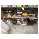 2 shelves of misc. plastic and glassware
