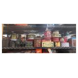 1 shelf of assorted metal containers