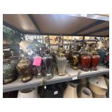 1 shelf of assorted lamps