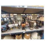 1 shelf of assorted lamps