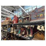 2 shelves of wooden birdhouses - see description