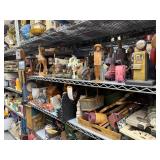 2 shelves of wooden folk art - see description