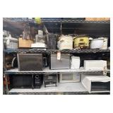 3 shelves of assorted kitchenware