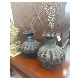 Lot of 2 black vases