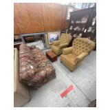 Lot of 1 couch 2 chairs and 2 tables