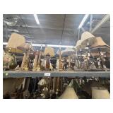 1 shelf of assorted lamps