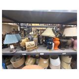 1 shelf of assorted lamps
