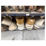 1 shelf of assorted lamp shades