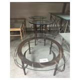 Lot of 3 tables with glass top