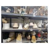 1 shelf of assorted lamps and lamp shades