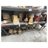 2 shelves of assorted lamps