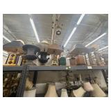 Top shelf of assorted lamps