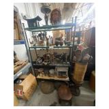 Lot of assorted wooden decorations with rack