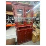 Red painted corner cabinet