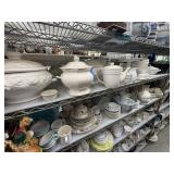 1 shelf of tureens and platters - see description