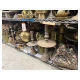 1 shelf of brass home decor - see description