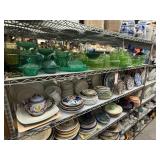 2 shelves of depression glass - see description