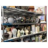 2 shelves of ceramic vases - see description