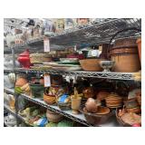 2 shelves of vintage pottery - see description
