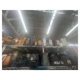 2 shelves of assorted kitchenware and graniteware